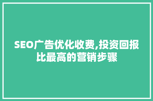 SEO广告优化收费,投资回报比最高的营销步骤