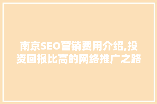 南京SEO营销费用介绍,投资回报比高的网络推广之路