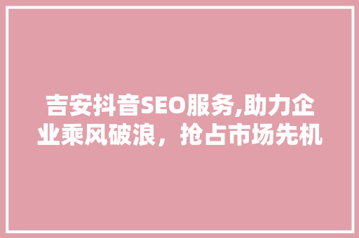 吉安抖音SEO服务,助力企业乘风破浪，抢占市场先机