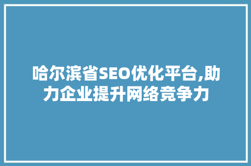 哈尔滨省SEO优化平台,助力企业提升网络竞争力