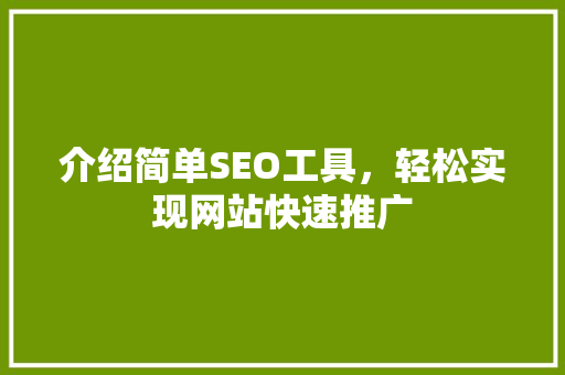 介绍简单SEO工具，轻松实现网站快速推广