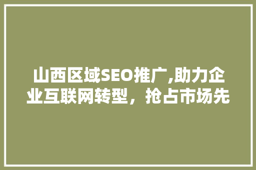 山西区域SEO推广,助力企业互联网转型，抢占市场先机
