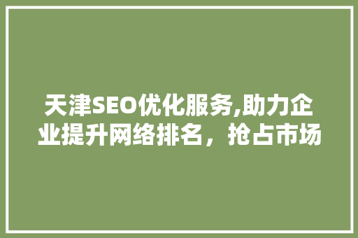 天津SEO优化服务,助力企业提升网络排名，抢占市场先机