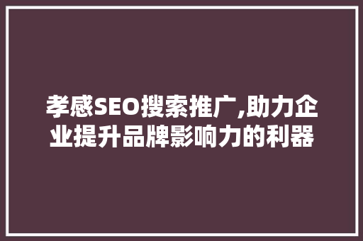 孝感SEO搜索推广,助力企业提升品牌影响力的利器