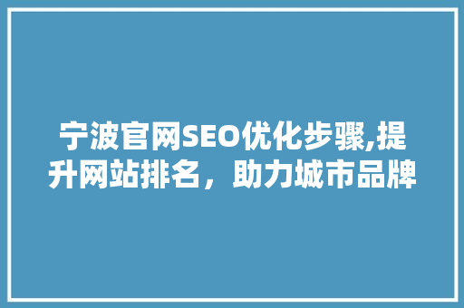 宁波官网SEO优化步骤,提升网站排名，助力城市品牌传播