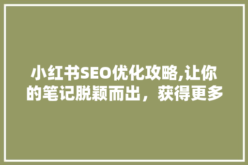 小红书SEO优化攻略,让你的笔记脱颖而出，获得更多曝光