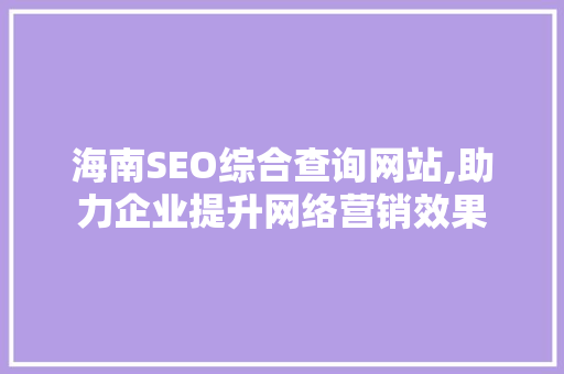 海南SEO综合查询网站,助力企业提升网络营销效果