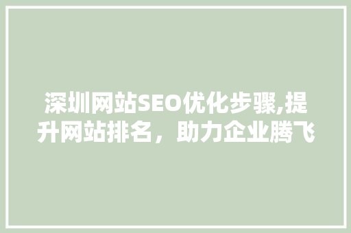 深圳网站SEO优化步骤,提升网站排名，助力企业腾飞