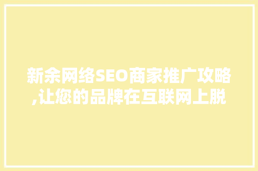 新余网络SEO商家推广攻略,让您的品牌在互联网上脱颖而出
