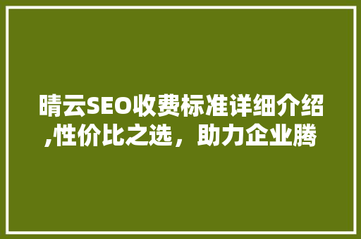 晴云SEO收费标准详细介绍,性价比之选，助力企业腾飞