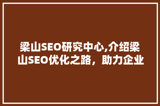 梁山SEO研究中心,介绍梁山SEO优化之路，助力企业腾飞