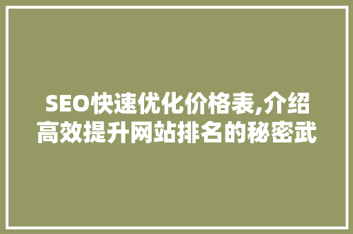 SEO快速优化价格表,介绍高效提升网站排名的秘密武器