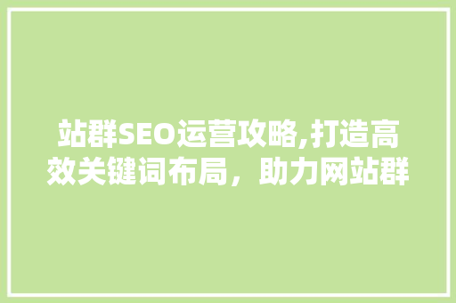站群SEO运营攻略,打造高效关键词布局，助力网站群优化