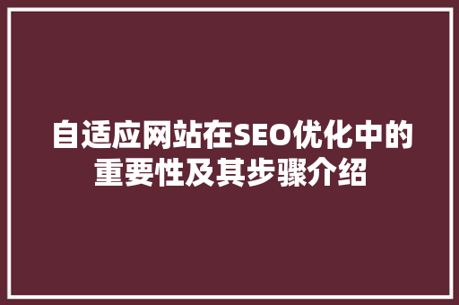 自适应网站在SEO优化中的重要性及其步骤介绍