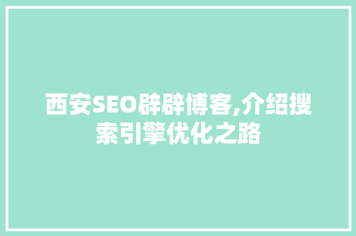 西安SEO辟辟博客,介绍搜索引擎优化之路