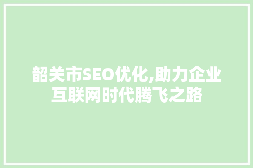韶关市SEO优化,助力企业互联网时代腾飞之路
