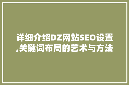 详细介绍DZ网站SEO设置,关键词布局的艺术与方法