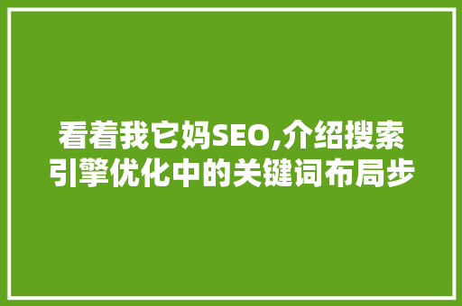 看着我它妈SEO,介绍搜索引擎优化中的关键词布局步骤