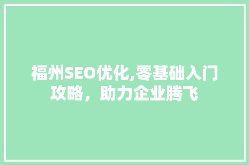 福州SEO优化,零基础入门攻略，助力企业腾飞