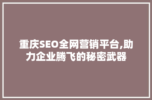 重庆SEO全网营销平台,助力企业腾飞的秘密武器