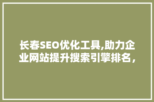 长春SEO优化工具,助力企业网站提升搜索引擎排名，抢占市场先机