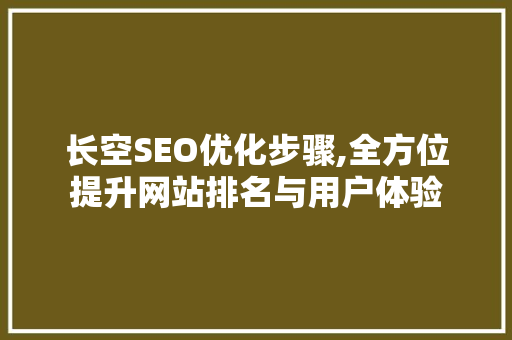 长空SEO优化步骤,全方位提升网站排名与用户体验