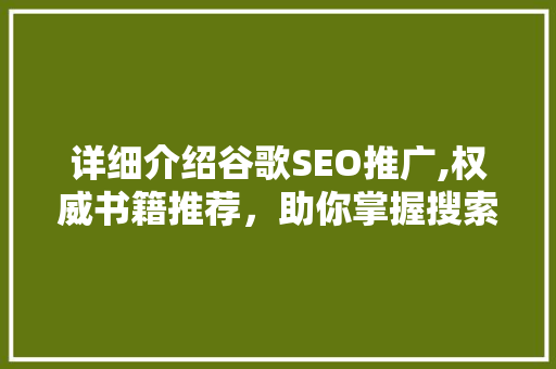 详细介绍谷歌SEO推广,权威书籍推荐，助你掌握搜索引擎优化之路