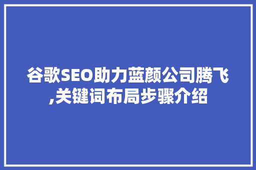 谷歌SEO助力蓝颜公司腾飞,关键词布局步骤介绍