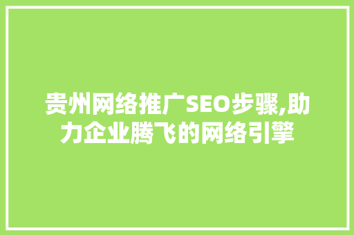 贵州网络推广SEO步骤,助力企业腾飞的网络引擎