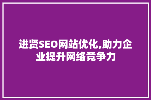 进贤SEO网站优化,助力企业提升网络竞争力