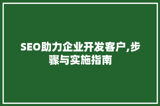 SEO助力企业开发客户,步骤与实施指南