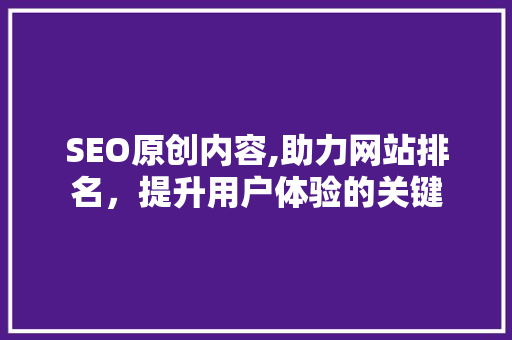 SEO原创内容,助力网站排名，提升用户体验的关键