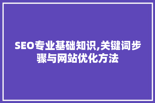 SEO专业基础知识,关键词步骤与网站优化方法