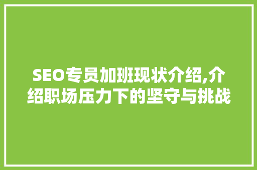 SEO专员加班现状介绍,介绍职场压力下的坚守与挑战