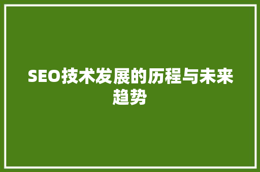 SEO技术发展的历程与未来趋势