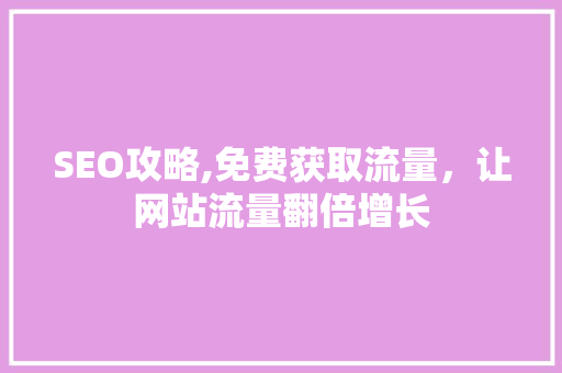 SEO攻略,免费获取流量，让网站流量翻倍增长