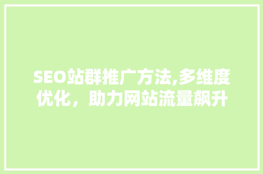 SEO站群推广方法,多维度优化，助力网站流量飙升