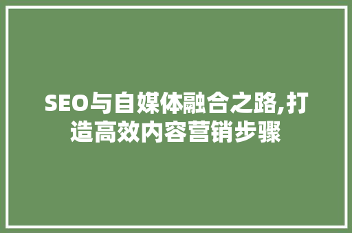 SEO与自媒体融合之路,打造高效内容营销步骤