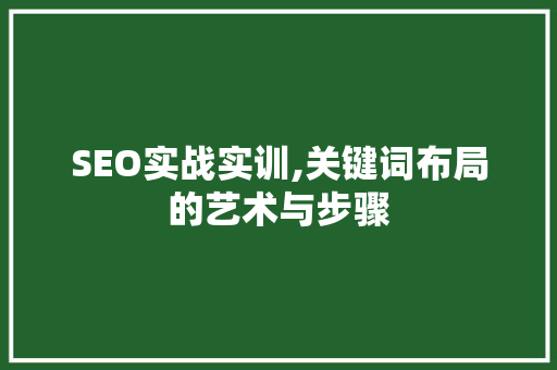 SEO实战实训,关键词布局的艺术与步骤