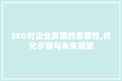 SEO对企业发展的重要性,优化步骤与未来展望