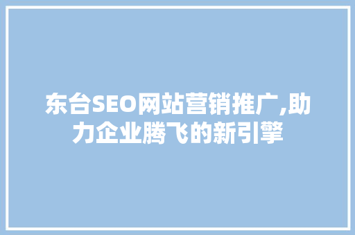 东台SEO网站营销推广,助力企业腾飞的新引擎