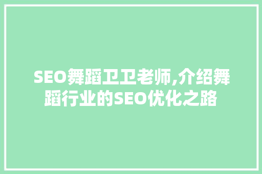 SEO舞蹈卫卫老师,介绍舞蹈行业的SEO优化之路