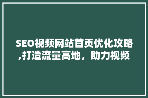 SEO视频网站首页优化攻略,打造流量高地，助力视频内容传播