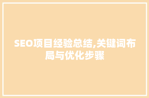 SEO项目经验总结,关键词布局与优化步骤