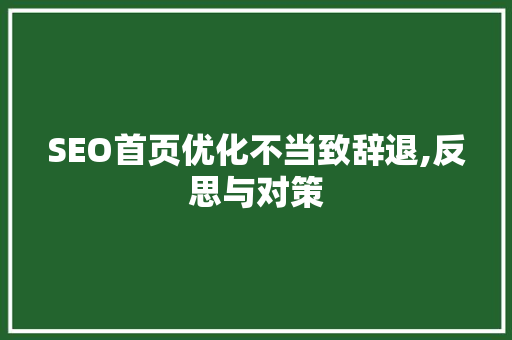 SEO首页优化不当致辞退,反思与对策