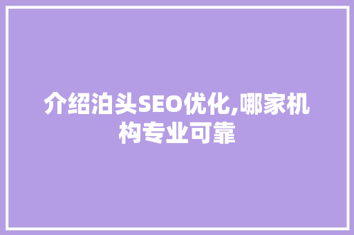 介绍泊头SEO优化,哪家机构专业可靠