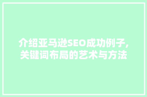 介绍亚马逊SEO成功例子,关键词布局的艺术与方法