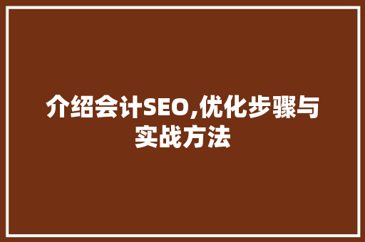 介绍会计SEO,优化步骤与实战方法