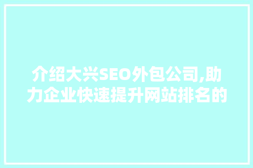 介绍大兴SEO外包公司,助力企业快速提升网站排名的秘密武器