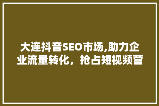 大连抖音SEO市场,助力企业流量转化，抢占短视频营销新蓝海
